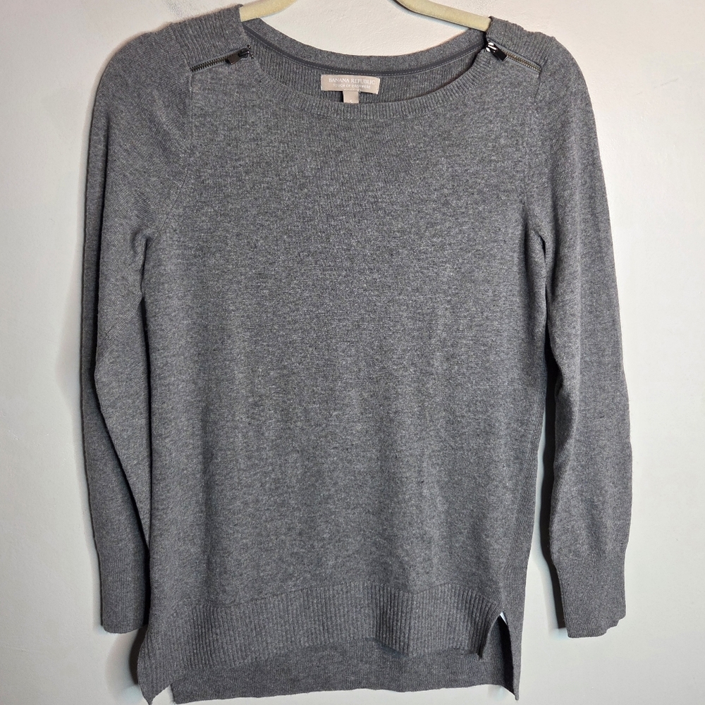 Banana Republic Cashmere Wool Gray Tunic Sweater, Sz S